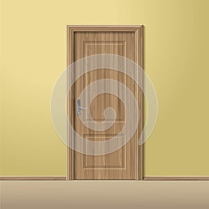 Vector Wood Closed Door with Frame Isolated