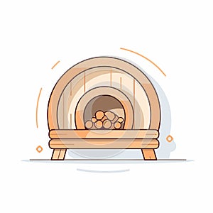 Vector of a wood fired oven with logs in it