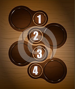 Vector wooden background with four steps