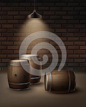 Vector wooden barrels