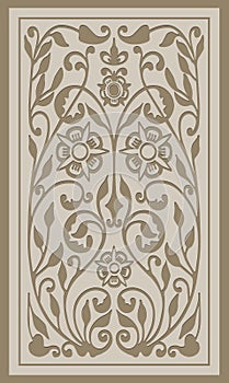 Vector wooden carved panel for background creation