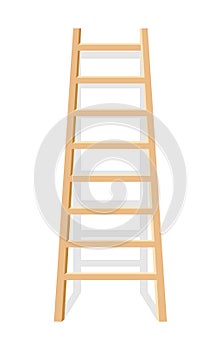 vector wooden ladder. stepladder leaning against the wall photo