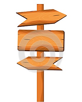 Vector wooden post with pointers in flat style.