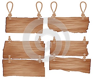 Vector Wooden sign with rope hanging