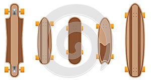 Vector wooden skateboard set.