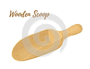 Vector wooden spoon, kitchen ladle. Bailer for grains, salt, flour, seeds. photo