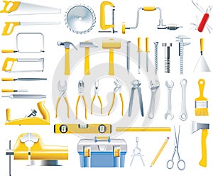 Vector woodworker tools icon set