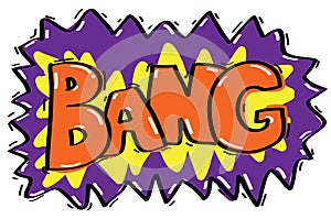 Vector word BANG freehand doodle for comic.Drawing word BANG