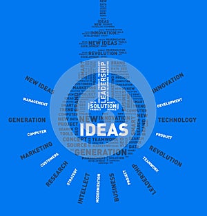 Vector word cloud of ideas light bulb