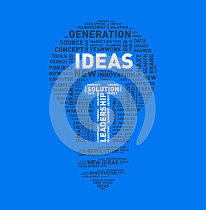 Vector word cloud of ideas light bulb