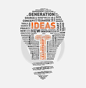 Vector word cloud of ideas light bulb