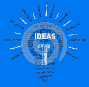 Vector word cloud of ideas light bulb
