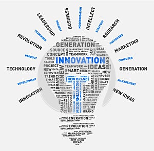 Vector word cloud of innovation light bulb