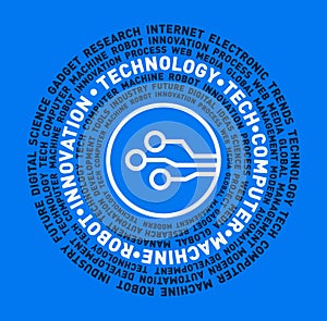 Vector word cloud of technology, tech, computer, machine, robot and innovation