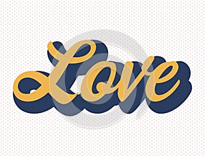 Vector word love typography groovy style illustration