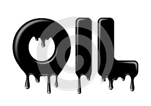 Vector word made of flowing liquid black oil.