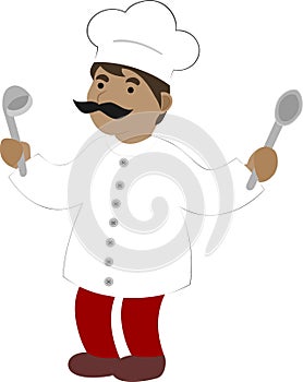 Vector work `Cook.` The cook is cooking food.