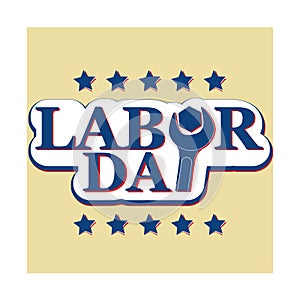 Vector Workers' Day and Labor Day text with nut wrench