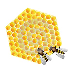 vector working bees on honeycomb