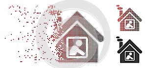 Dispersed Pixel Halftone Workshop Building Icon
