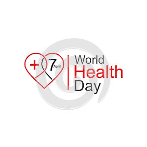 Vector world health day design concept. April 7. Heart and with cardiogram. Template for poster, banner, advertisement, clear form