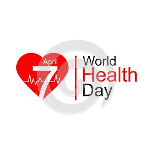 Vector world health day design concept. April 7. Heart and with cardiogram. Template for poster, banner, advertisement, clear form