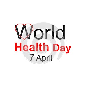 Vector world health day design concept. April 7. Heart and with cardiogram. Template for poster, banner, advertisement, clear form