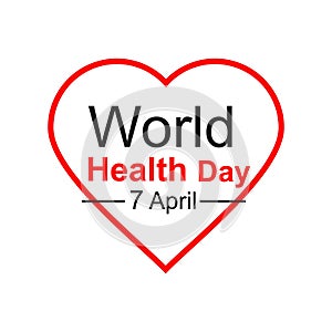 Vector world health day design concept. April 7. Heart and with cardiogram. Template for poster, banner, advertisement, clear form