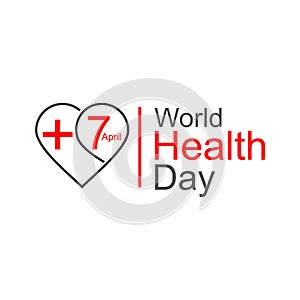 Vector world health day design concept. April 7. Heart and with cardiogram. Template for poster, banner, advertisement, clear form