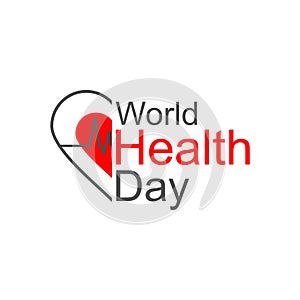 Vector world health day design concept. April 7. Heart and with cardiogram. Template for poster, banner, advertisement, clear form