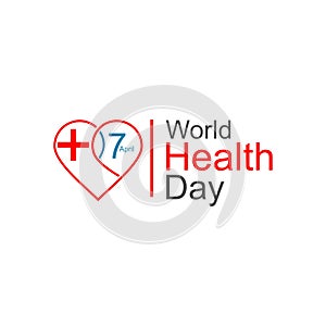 Vector world health day design concept. April 7. Heart and with cardiogram. Template for poster, banner, advertisement, clear form