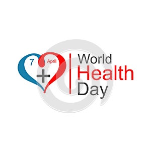 Vector world health day design concept. April 7. Heart and with cardiogram. Template for poster, banner, advertisement, clear form