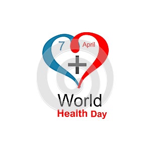 Vector world health day design concept. April 7. Heart and with cardiogram. Template for poster, banner, advertisement, clear form