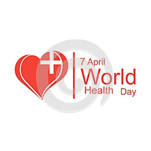 Vector world health day design concept. April 7. Heart and with cardiogram. Template for poster, banner, advertisement, clear form