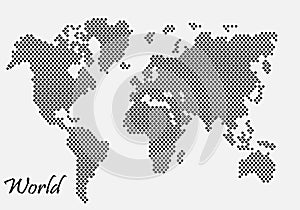 Vector world map black white background
