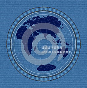 Vector of World Map Globe on the Blue Denim Texture Background, EPS 10
