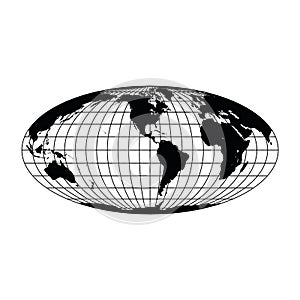 Vector world map with grid.