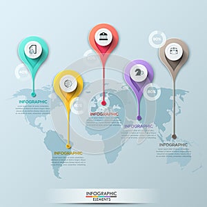 Vector world map illustration and infographics design template.