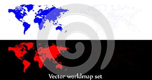 Vector world map illustration isolated over white and black back