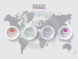 Vector world map with infographic elements.