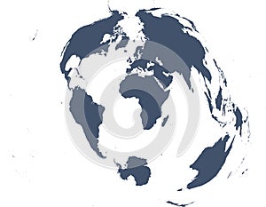 World map with outline in World Polyconic coordinate system