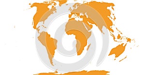 World map with outline in World Eckert II coordinate system