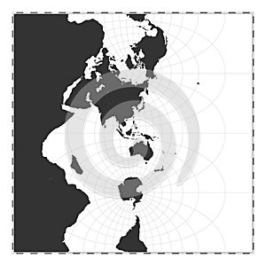 Vector world map. Transverse spherical Mercator projection