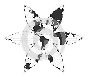 Vector world map. The U.S.-centric Gingery world.