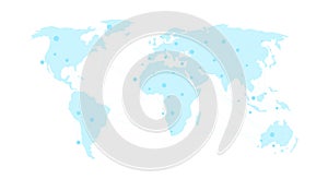 Vector world map on white background. vector world map with labels around the world. Flat Earth