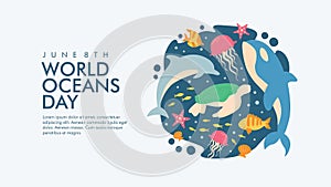vector world oceans day background template