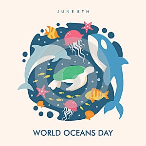 vector world oceans day banner template