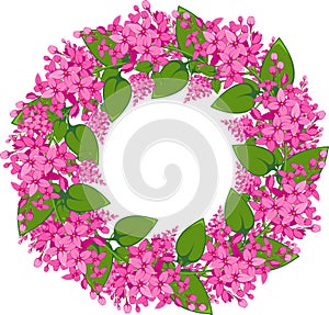 Vector wreath of twigs of lilac