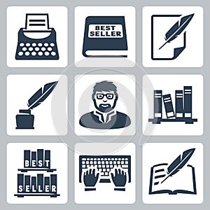 Vector writer icons set