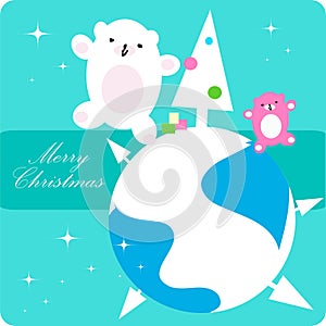 Vector xmas dancing Polar Bear